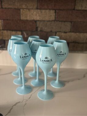 Light Blue Acrylic Wine Glasses - Set of 8